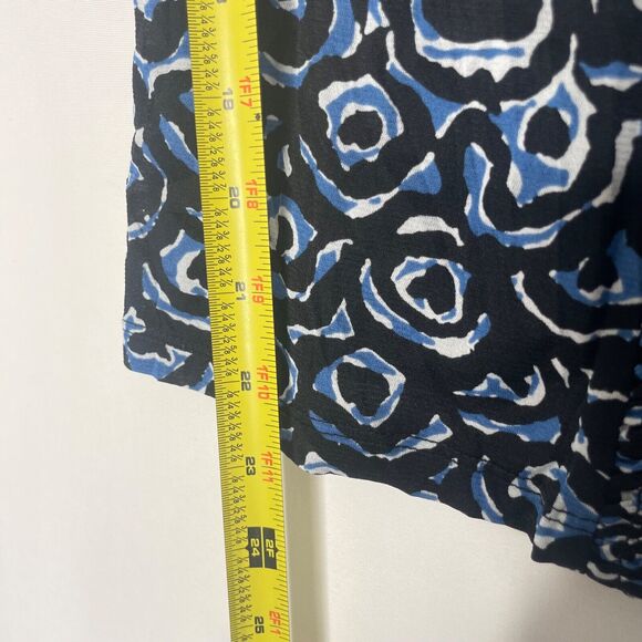 Retro Womens Blouse Blue Geometric Y2K Funky Abstract Ruffle V Neck Size S - Picture 5 of 5